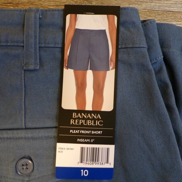 BANANA REPUBLIC Women's NWT Pleat Front Shorts Lot of 2 Tan & Blue Size 10 - Picture 9 of 11